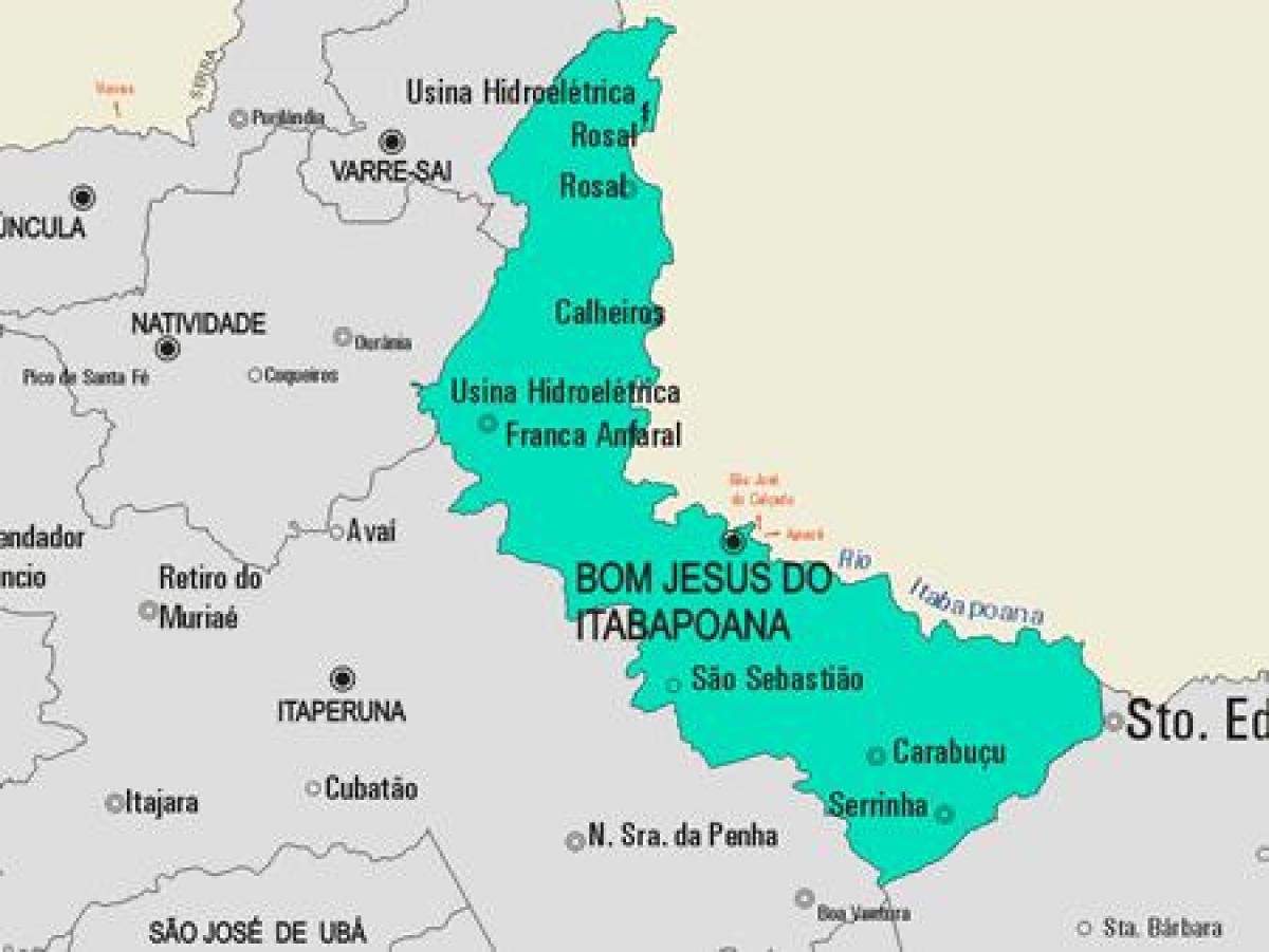 Mapa do Bo Xesús facer Itabapoana concello