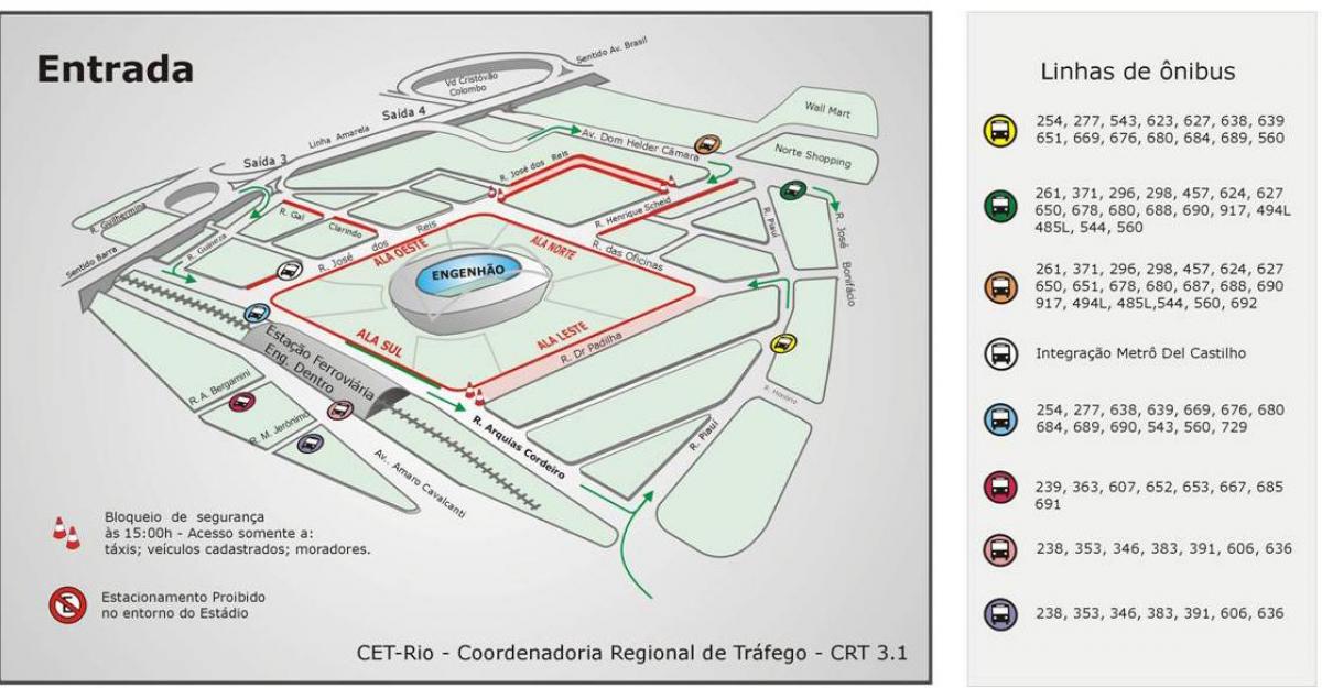Mapa do estadio Engenhão transporta