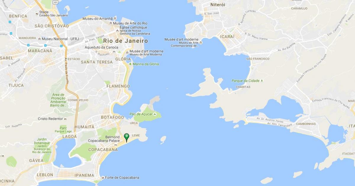 Mapa da praia de Copacabana