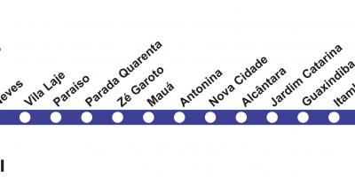 Mapa de Río de Janeiro metro - Liña 3 (azul)