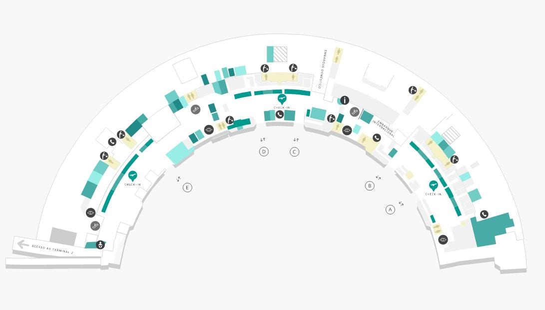Mapa do aeroporto Galeão Terminal 1 Nivel 1