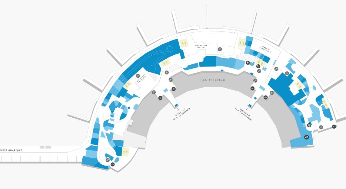 Mapa do aeroporto Galeão Terminal 2 Nivel 1