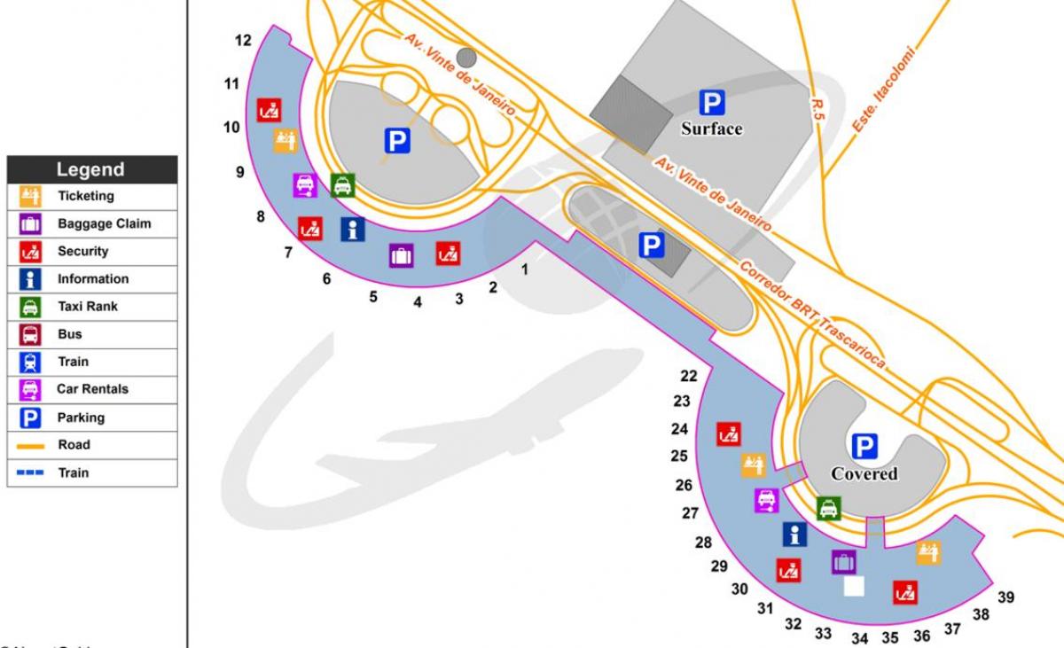 Mapa do aeroporto Internacional de Río de Janeiro