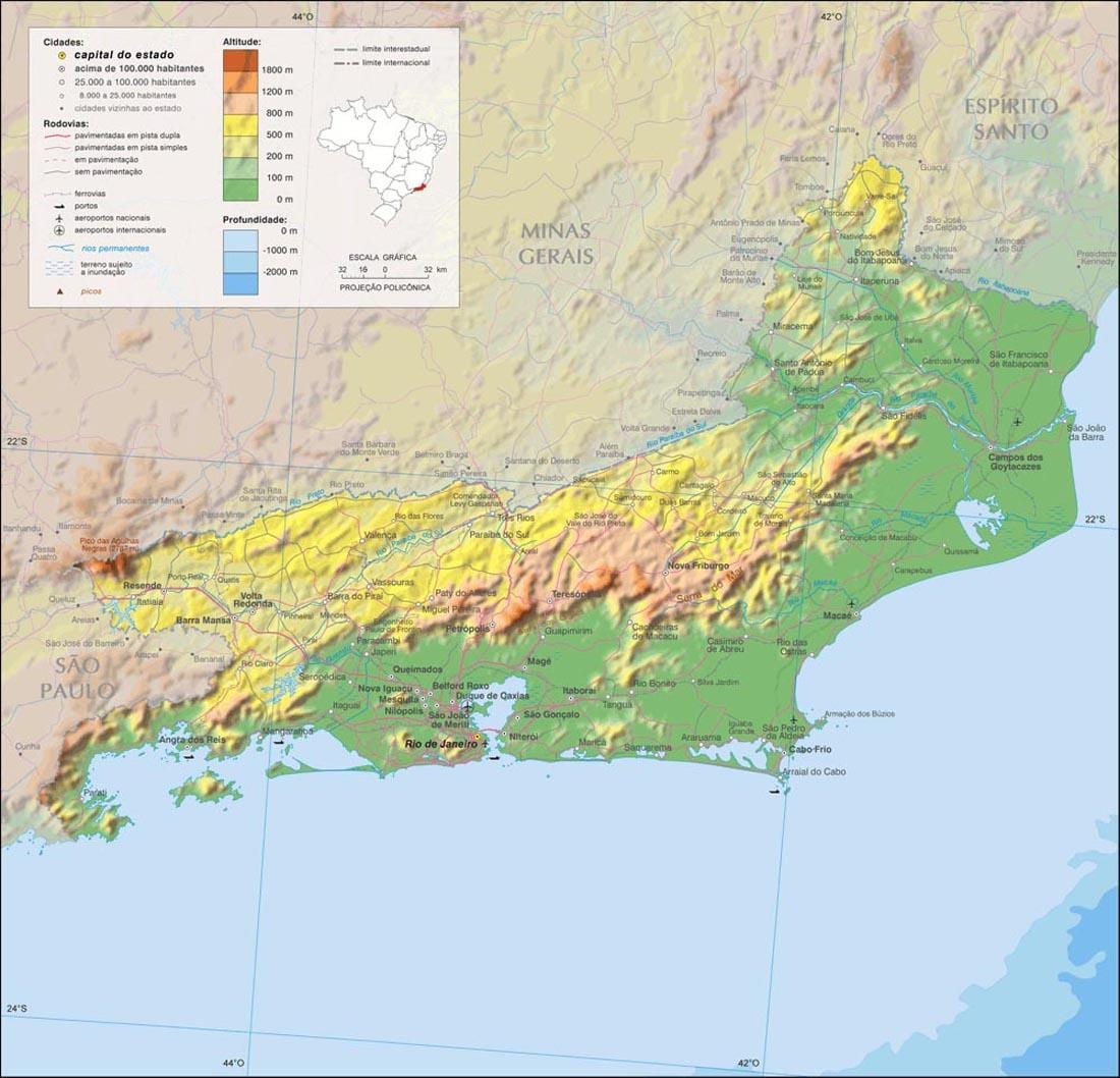Mapa de altitude Río de Janeiro