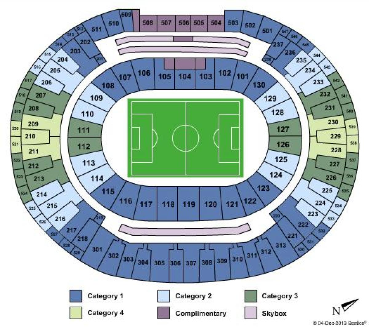 Mapa do estadio do Maracanã sièges