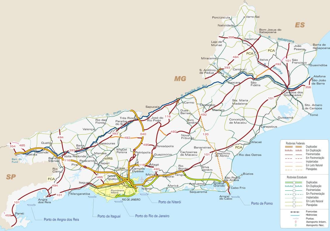 Mapa de estradas Río de Janeiro