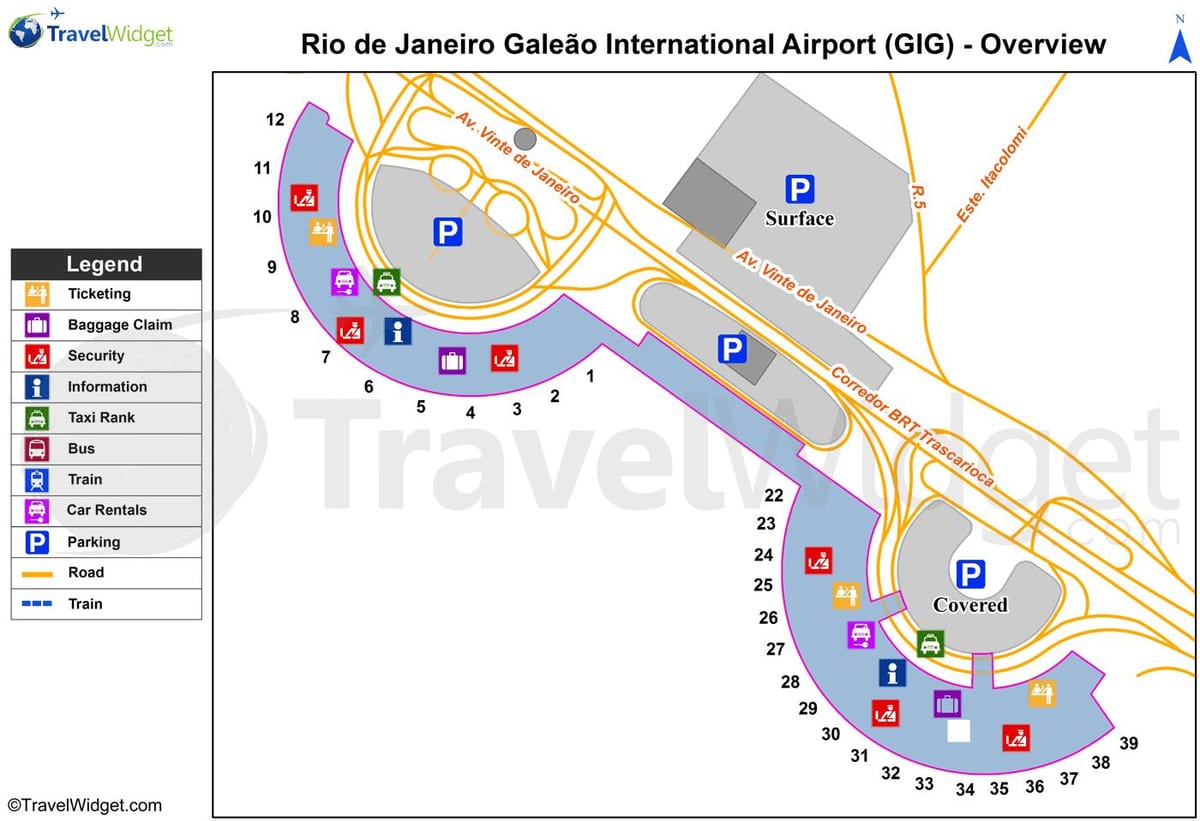 Mapa de Galeão terminal do aeroporto
