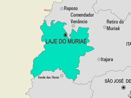 Mapa de Laje facer Muriaé concello