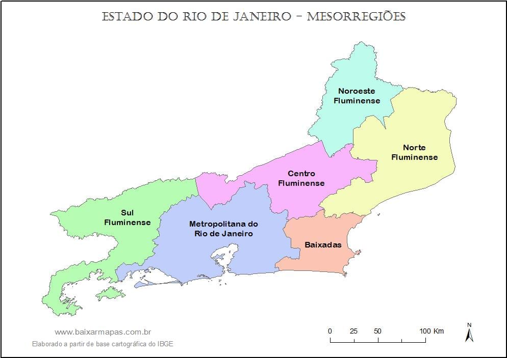 Mapa de mesoregions Río de Janeiro