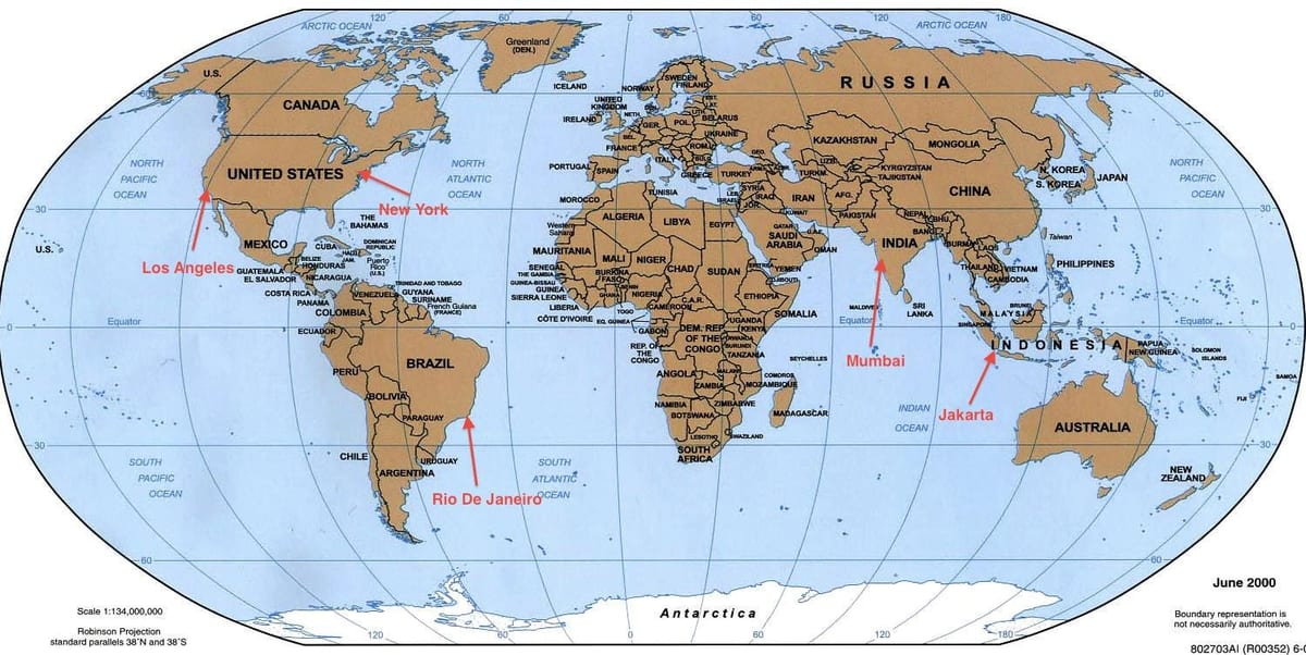 Mapa de Río de Janeiro no mundo