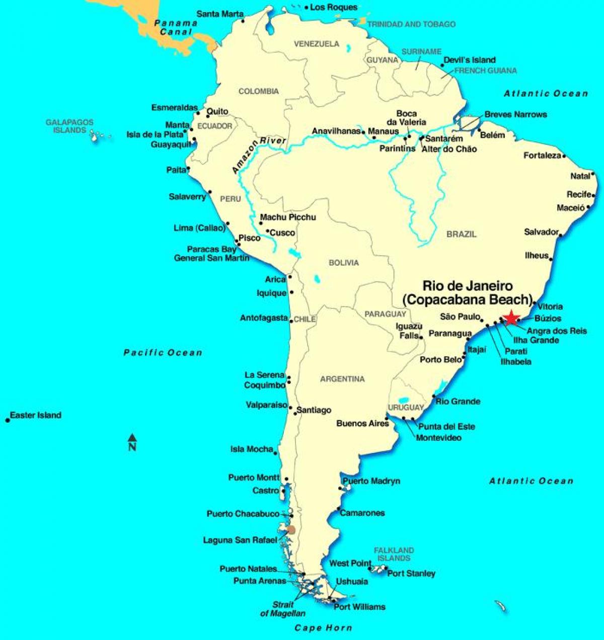 Mapa de Río de Janeiro en América do Sur