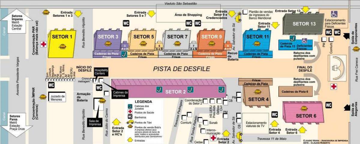 Mapa de Sambodromo de Río de Janeiro