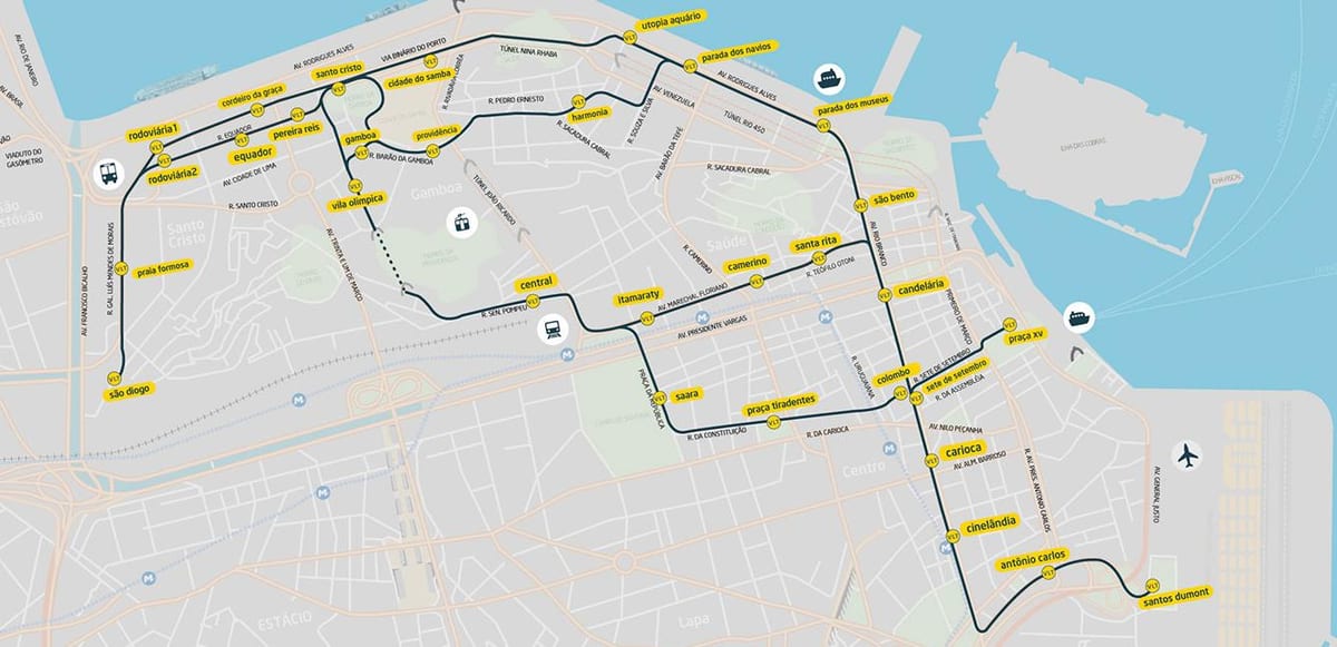 Mapa de VLT Carioca Río de Janeiro