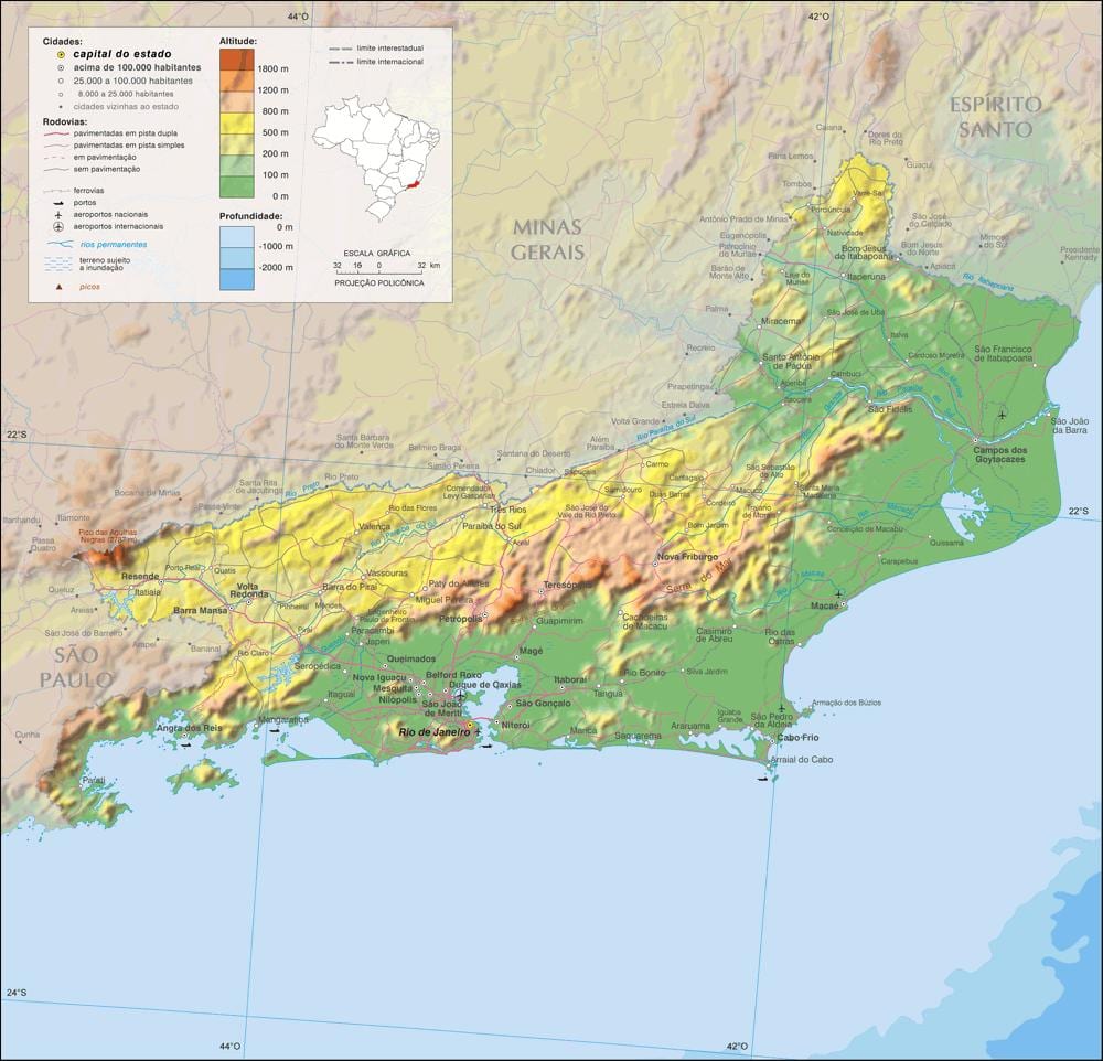 Mapa do xeográfica Río de Janeiro