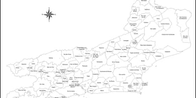 Mapa de Río de Janeiro en branco e negro