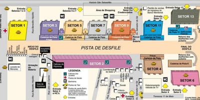 Mapa de Sambodromo de Río de Janeiro