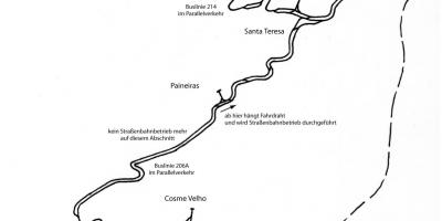 Mapa de Santa Teresa de tranvía - Liña 1
